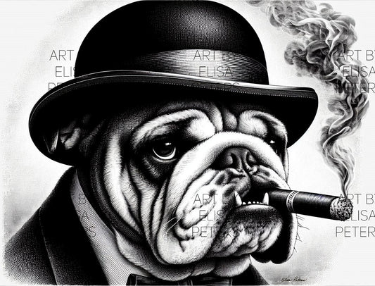 English Bulldog with Derby Hat BD005