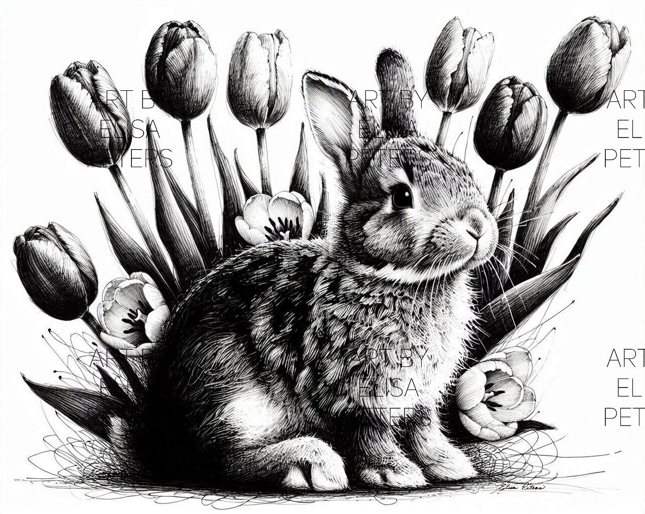 Bunny with Tulips BUN019