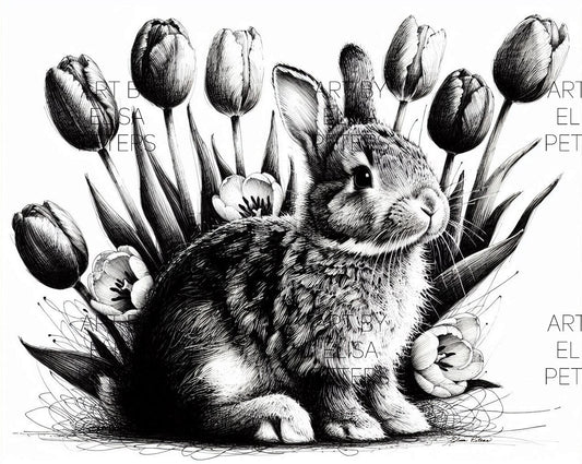 Bunny with Tulips BUN019